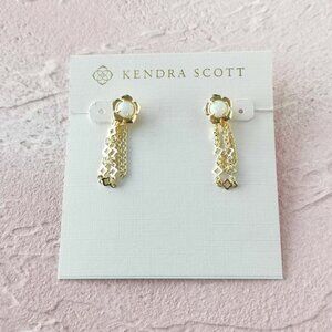 Kendra Scott Susie Gold White Kyocera Opal Convertible Ear Jacket Earrings